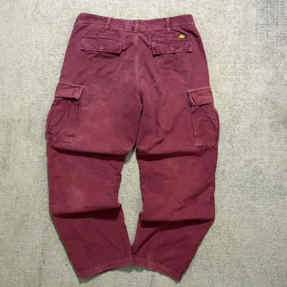 Purple red corduroy cargo pants